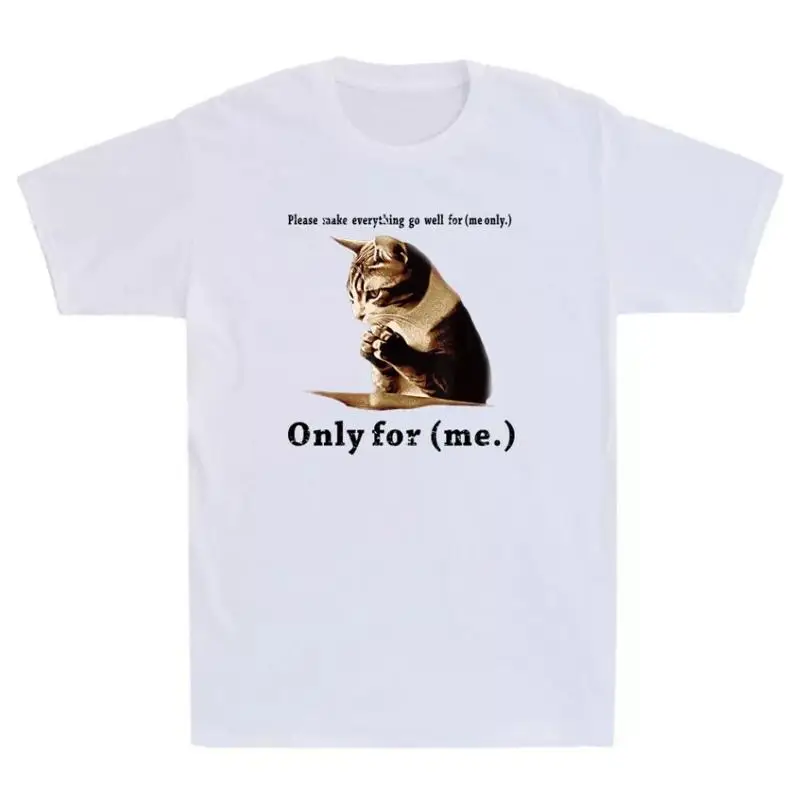 Cat Please Make Everything Go Well For Me Only Забавная мужская футболка в стиле ретро