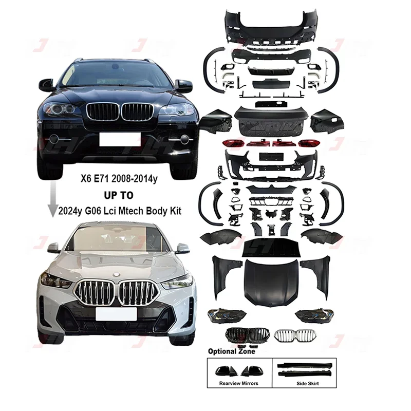 X6 E71 Обновление 2008-2014 года до 2024 года X6 G06 Комплект кузова Lci M-tech Sport Style без зеркала заднего вида и боковой юбки