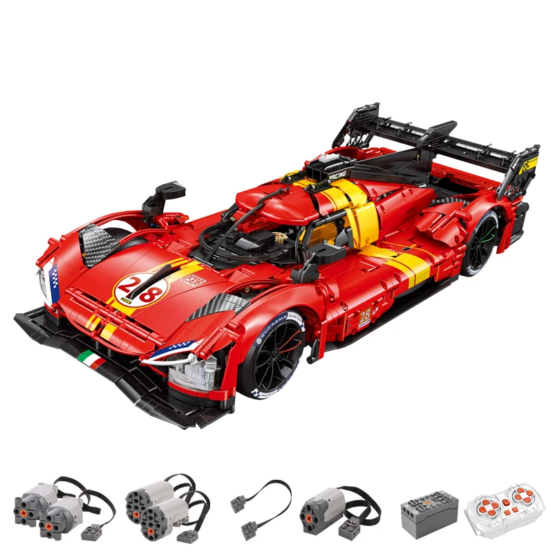 В НАЛИЧИИ MOC Технический 1:8 LE MANS 499P Спортивный автомобиль Строительные блоки Модель Кирпичи Сборка игрушек для детей Подарочный набор на день рождения