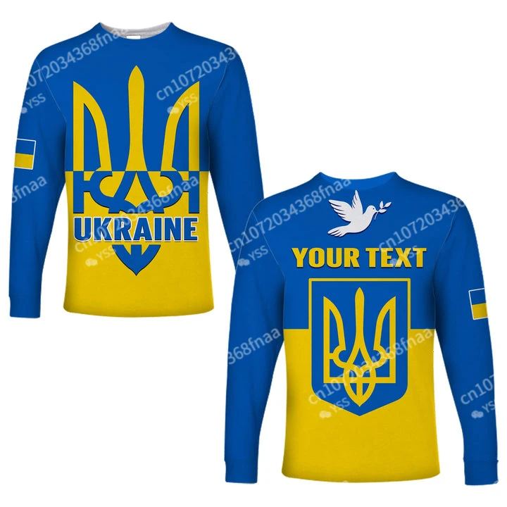 Новинка 2023, футболка с длинным рукавом и украинским флагом 3D, футболка с вашим именем и принтом на заказ, Повседневный пуловер