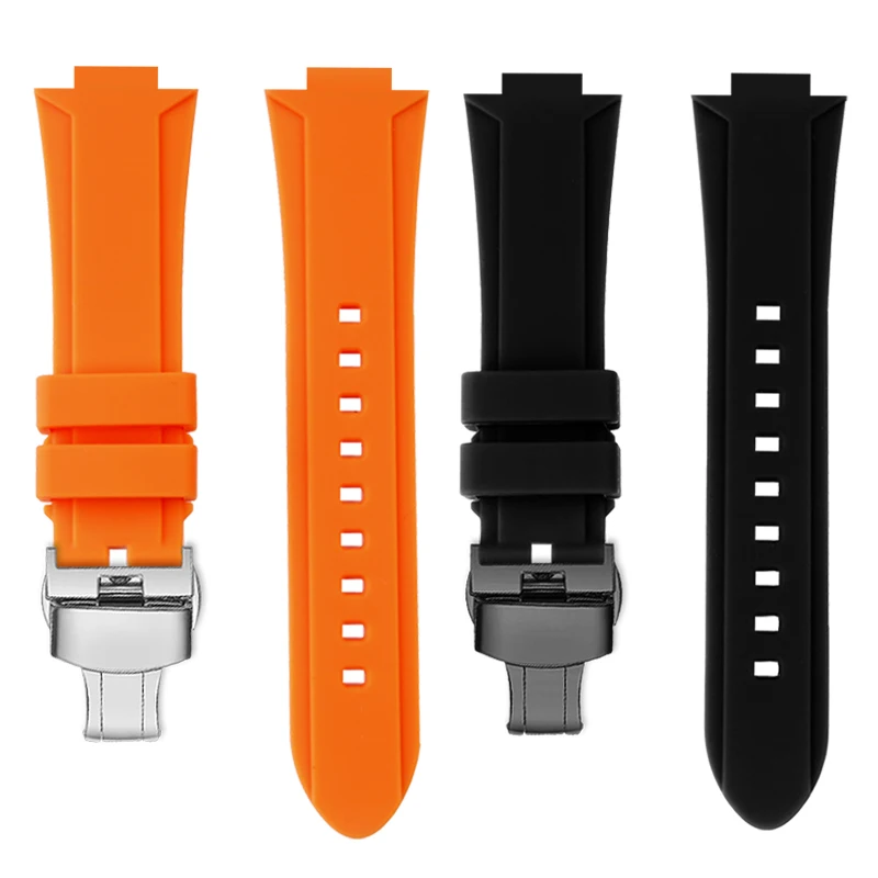 Ремешок силиконовый выпуклый для часов timex T2N738 T2N739 T2N720 T2N721 T49706, резиновый браслет с застежкой-бабочкой для часов 24x16 мм (art.: 3920c6dbb63af) - 3920c6dbb63af