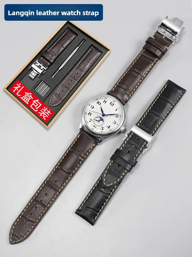 Для Longines Horloges Echt Leer L2 L3 L4 L2.628/L2.673 Vakman Horlogband Koeienhuid Vlinder Gesp Horlogeband 13 15 18 19 20 мм