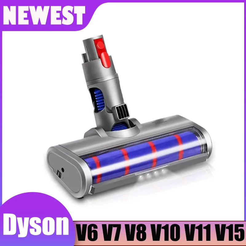 Моторизованная насадка для щетки для пола для пылесоса Dyson V6 V7 V8 V10 V11 V15, сменные аксессуары для мягкой роликовой щетки с подсветкой