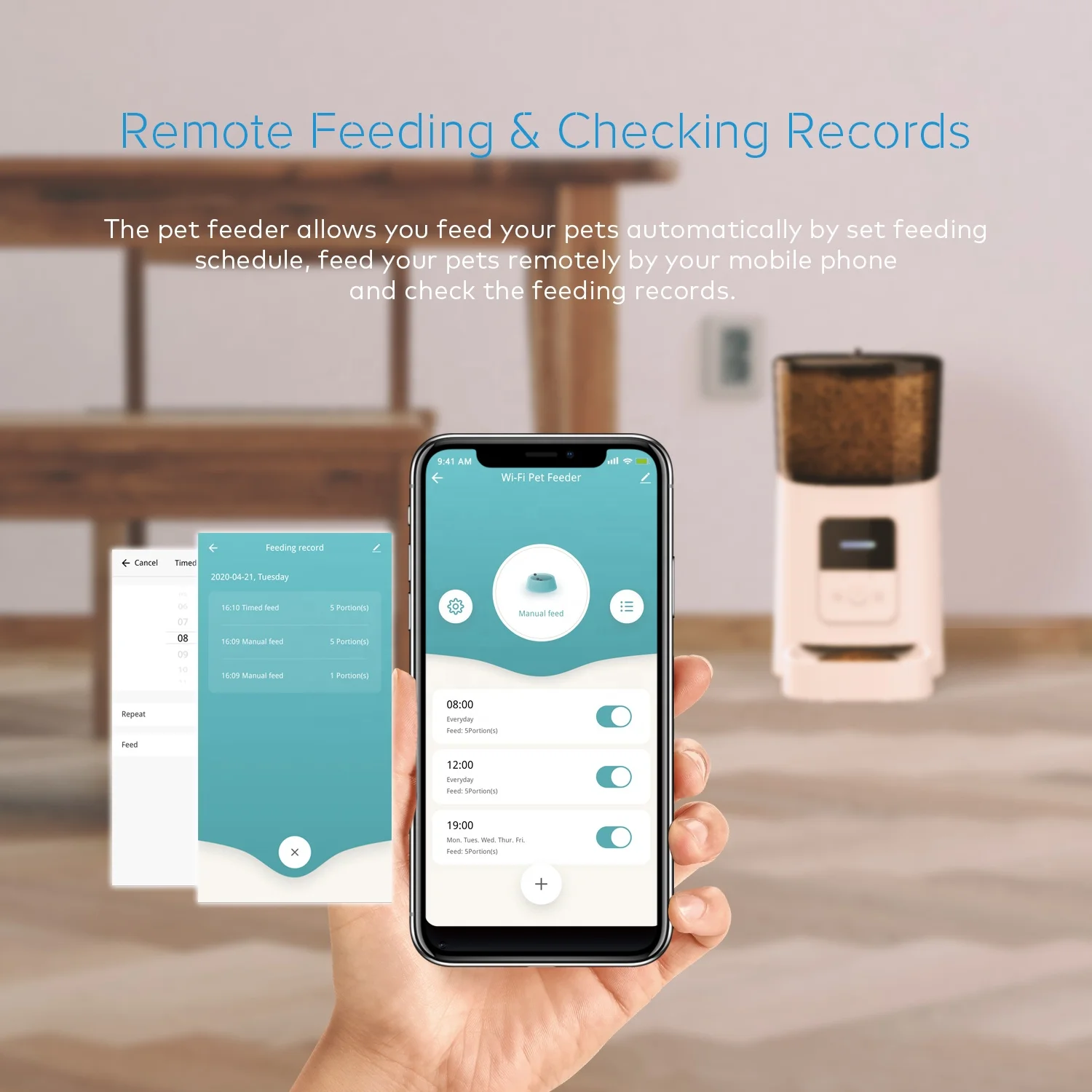 Фото Tuya App 6L Автоматическая кормушка для кошек с поддержкой Wi-Fi Умная кормушка для домашних животных для кошек и собак Автоматический дозатор кормления для собак с контролем порций №3