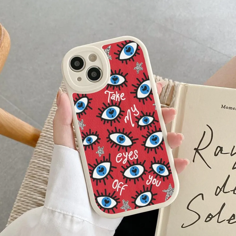Фото Funny Turkish Lucky Blue Evil Eye Phone Case Hard Leather For IPhone 16 15 14 13 12 Mini 11 14 Pro Max Xs X Xr 7 8 Plus Fundas №3