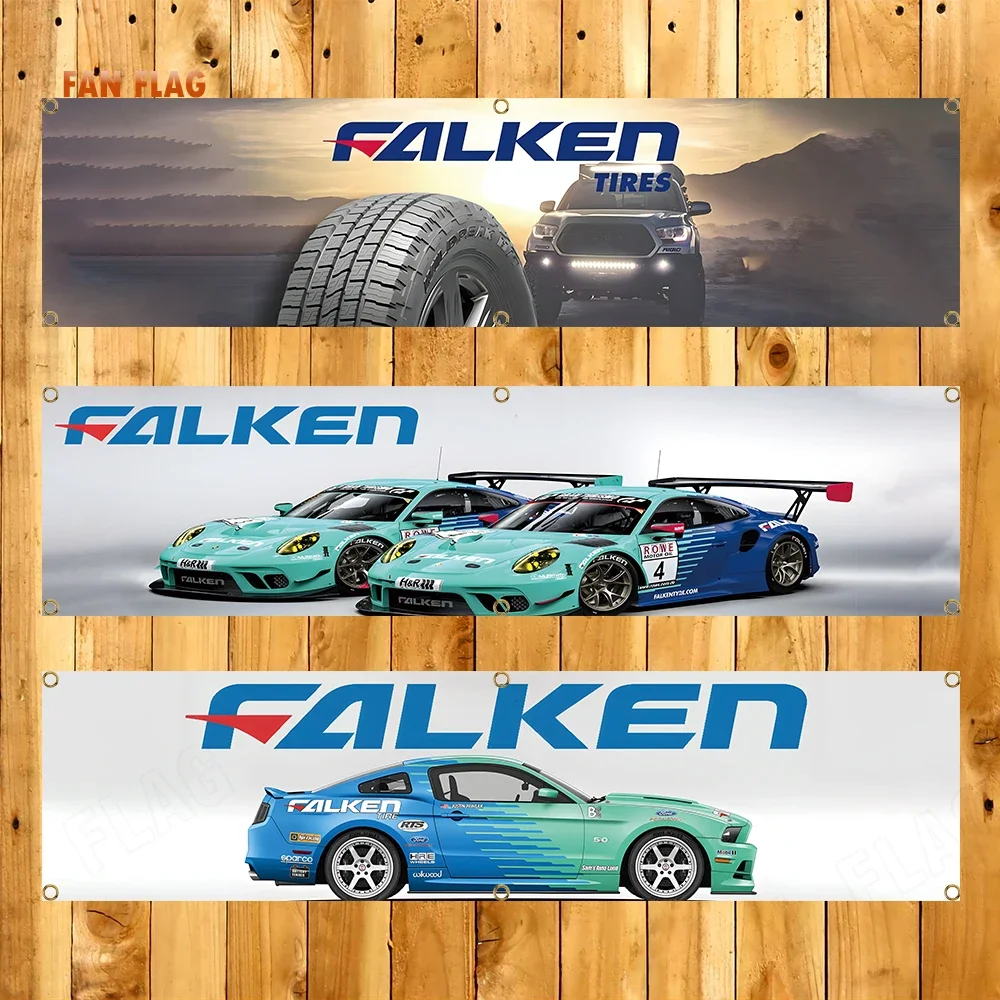 Флаг с шинами Falkens 45x180 см, полиэстер, печатный Настенный декор для гаража, наружный декор, гобелен с латунными Люверсами