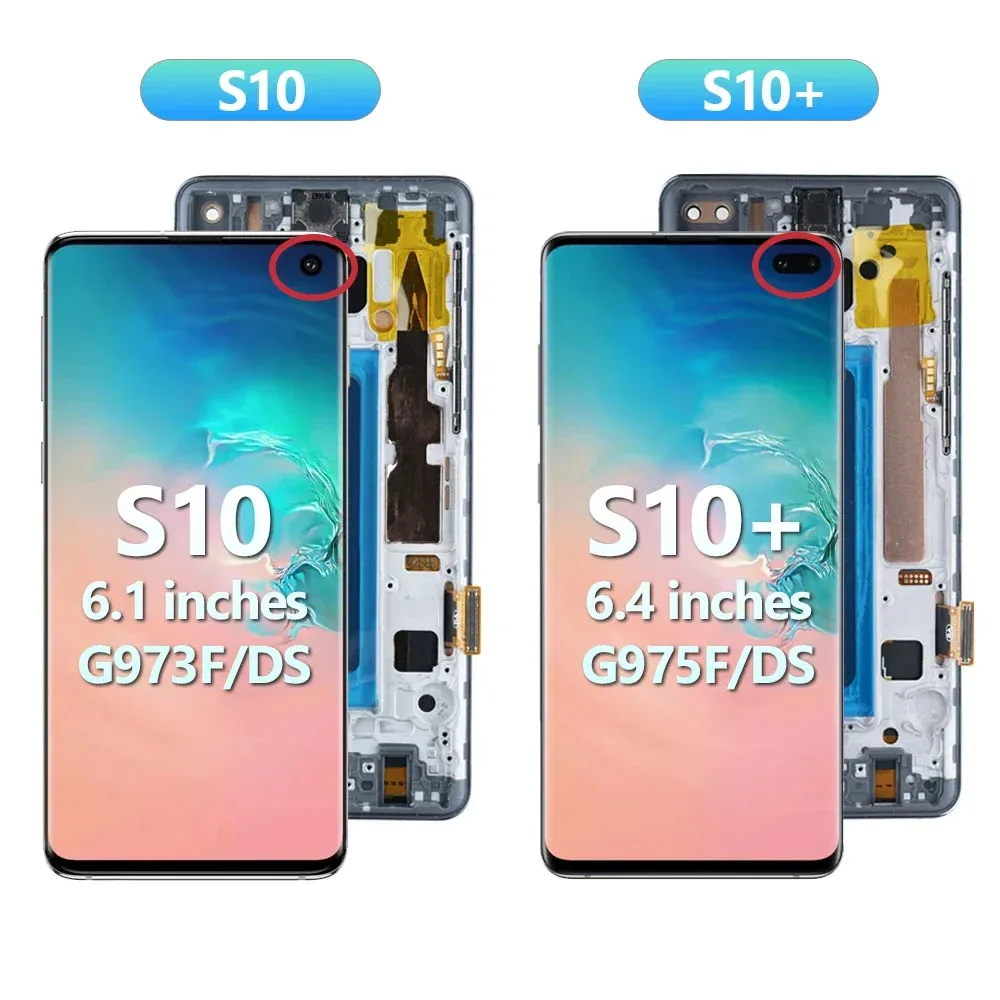 Фото изогнутый экран incell для Galaxy S10 Plus S10 + G975 G975F/DS ЖК-дисплей цифровой сенсорный экран с рамкой для Galaxy S10 LCD G973F №3