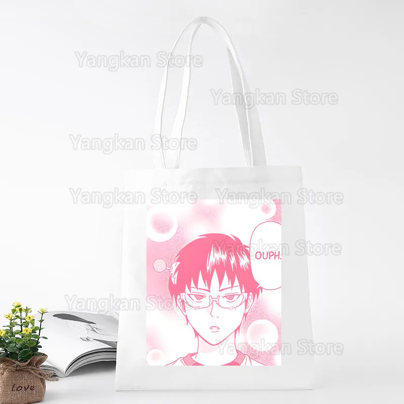 Фото Saiki Kusuo no sai-nan японского аниме Saiki сумка для покупок графическая сумка Harajuku женская парусиновая сумка на плечо женская Ulzzang Eco №5