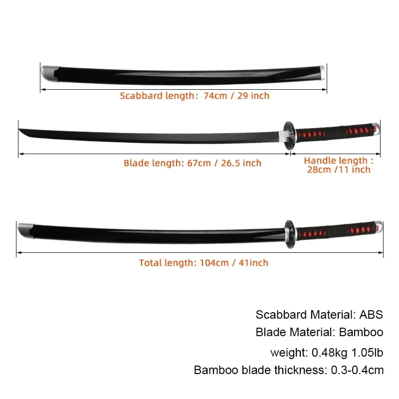 Kimetsu No Yaiba Katana Sword Аниме Demon Slayer Мечи Деревянный Бамбук 104 см Косплей Оружие Tanjiro Uzui Tengen Nezuko NM21 (art.: 3920d0205fd07) - 3920d0205fd07