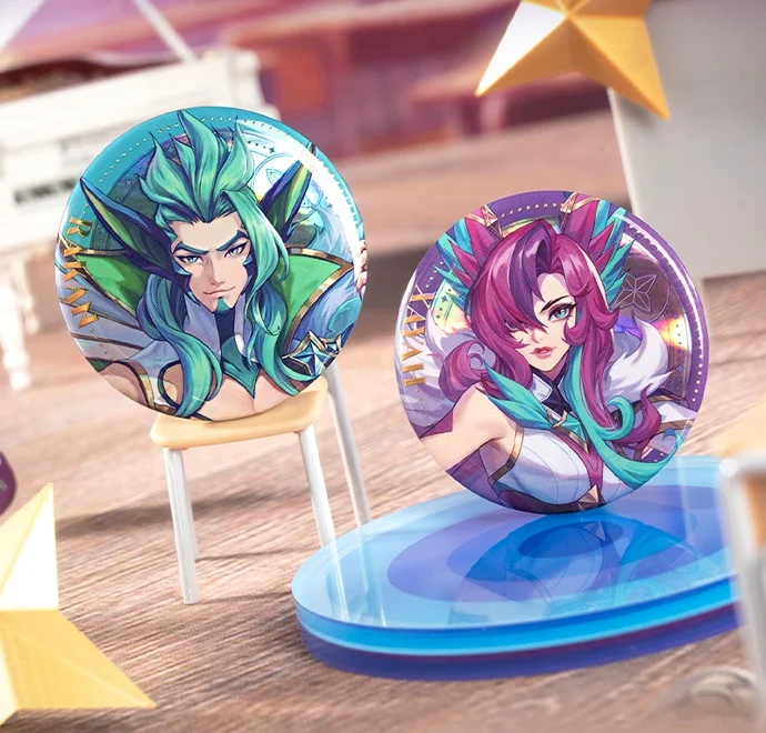 Фото Набор жестяных значков Star Guardian, слепая коробка (всего 6 штук), серия 2, оригинальная новая Ahri Kaisa Akali Xayah Rakan Orianna Morgana №5