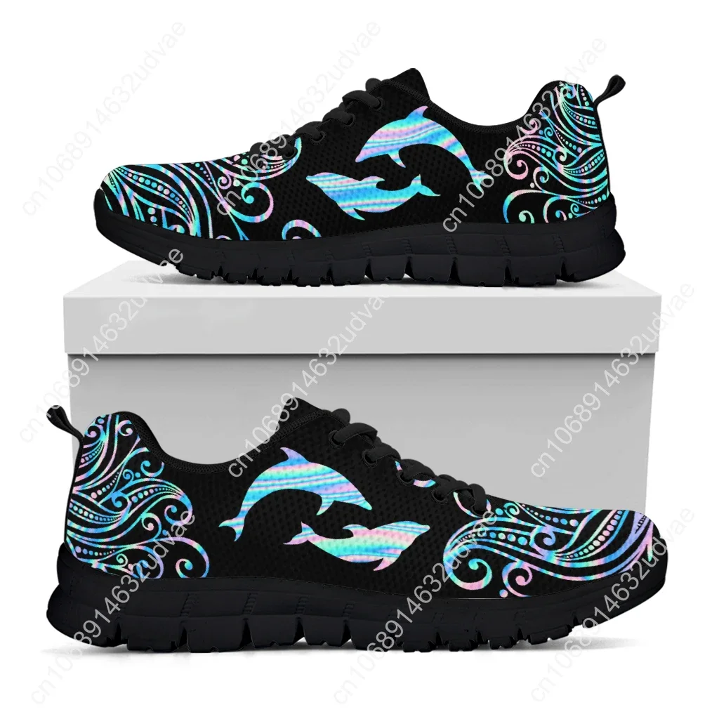Фото Gradient Ombre Dolphin Print Comfort Mesh Shoes Women's Comfortable Animal Needs Custom Shoes Platform Sneakers Gift №4