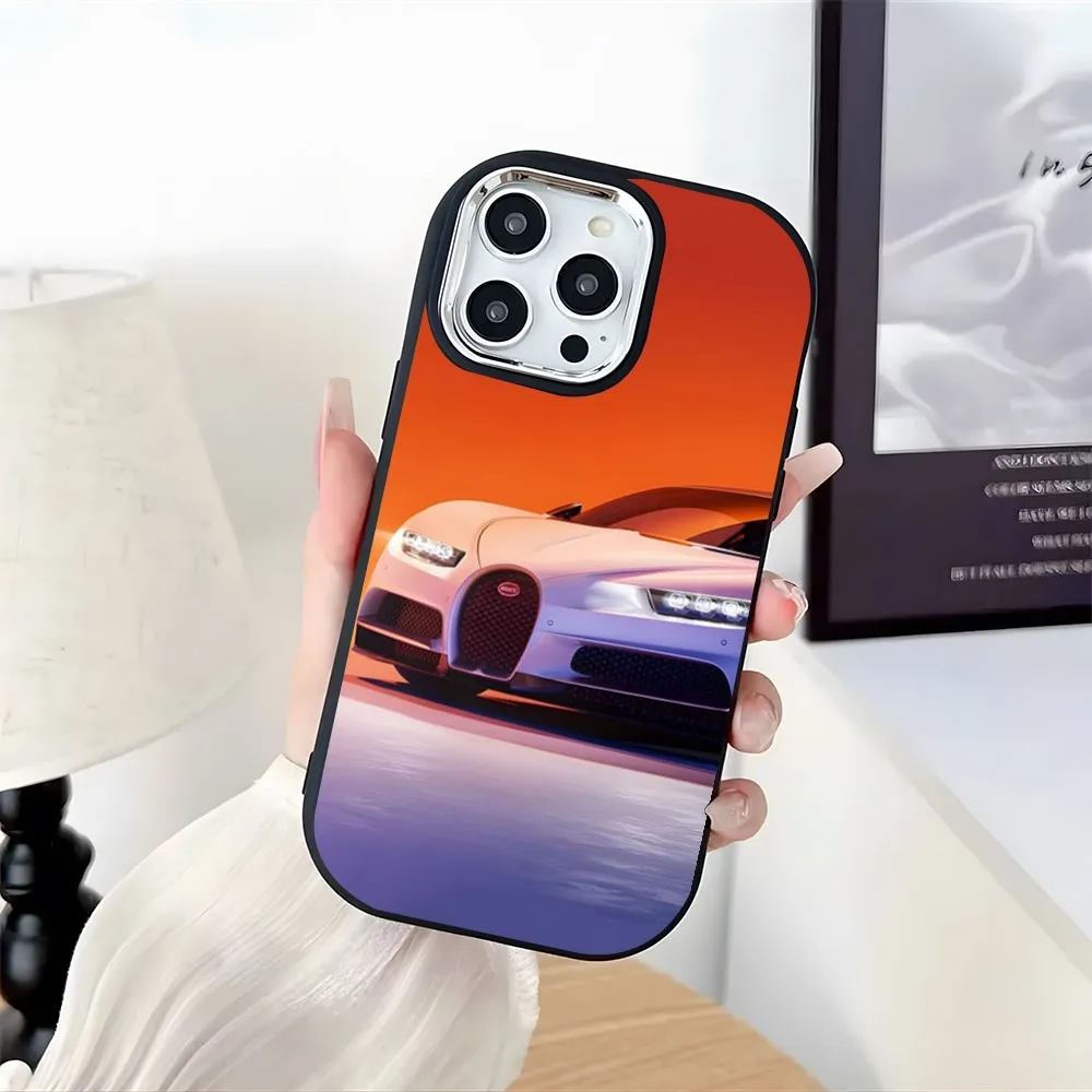 Роскошный автомобильный чехол для телефона Bugatties, Овальный мягкий силиконовый чехол для камеры для IPhone 16 15 11 12 13 14 Pro Max, утолщенный, конфетных цветов