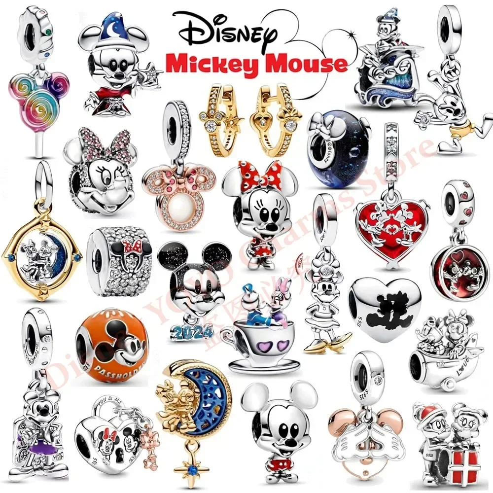 Шарм-бусина HEROCROSS Disney 100 годовщины Микки и Минни, серебряный шарм-бусина подходит для браслета Pandora, ювелирные изделия «сделай сам» в подарок