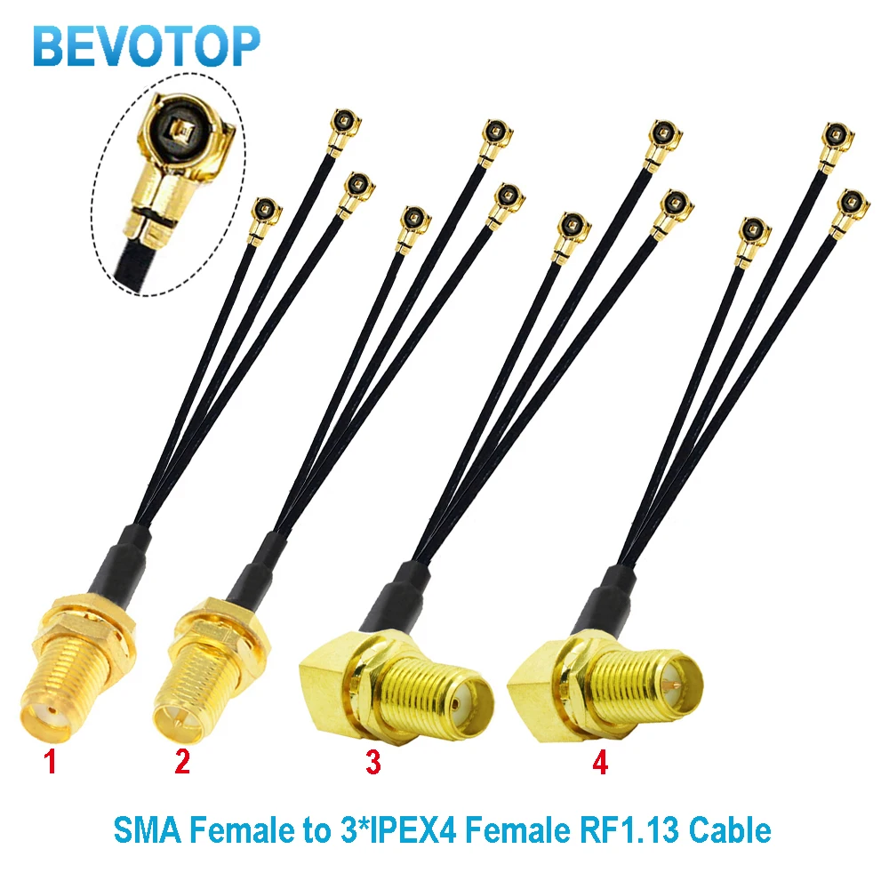 1 шт. RF1.13 Кабельный разветвитель SMA / RP-SMA «мама» на 3 x MHF4 / IPEX4 Разъем 1–3 Адаптер Combiber 1.13 Косичка Удлинительная перемычка