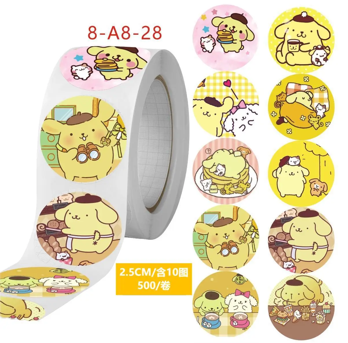 2023 Новинка 500 шт. наклейки Sanrio пурин полакко Уплотнительная наклейка аниме мультяшное руководство милые наклейки для детей милые подарки игрушки