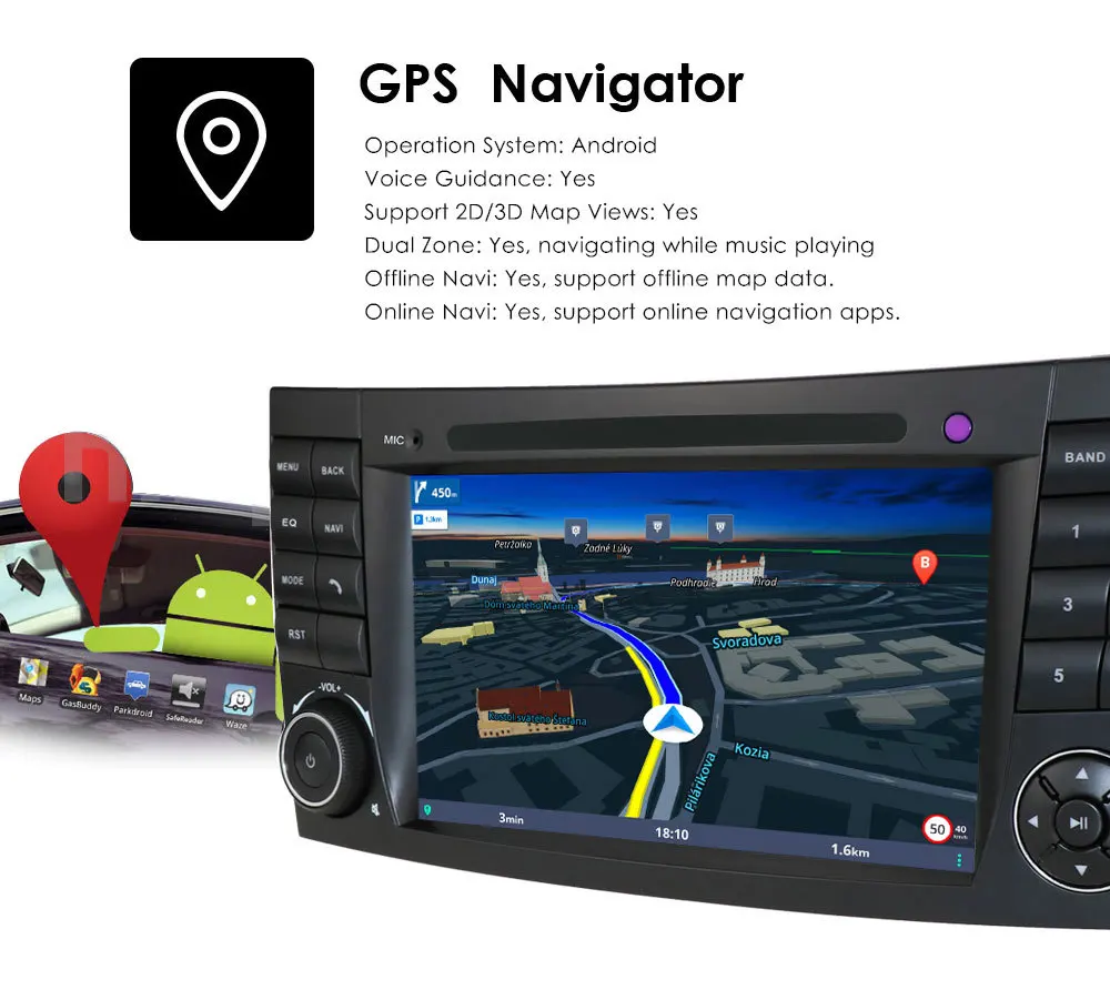 Фото Автомагнитола 2 Din для Mercedes E G class W211 W219 W209 W463 W464 CLS GPS NAVI E class 2002-2008 WIFI bluetooth hd pc №2
