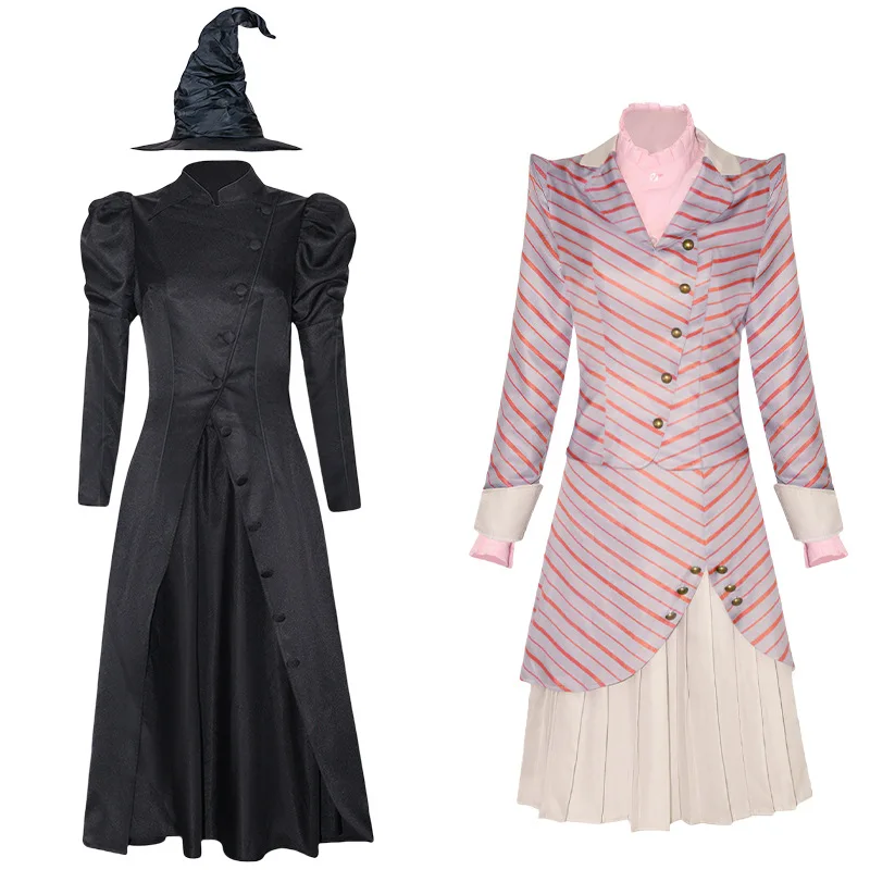 Костюм для косплея Wicked Elphaba Thropp, черное платье ведьмы, шляпа, униформа, Wicked Witch of the West, женская вечеринка на Хэллоуин