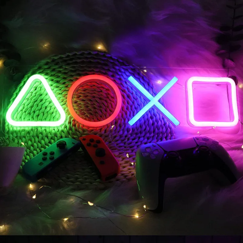 Фото Неоновая вывеска для PS4, игровая лампа, настенная подвесная атмосфера, ночник, украшение KTV, бара, подарок на день рождения №3
