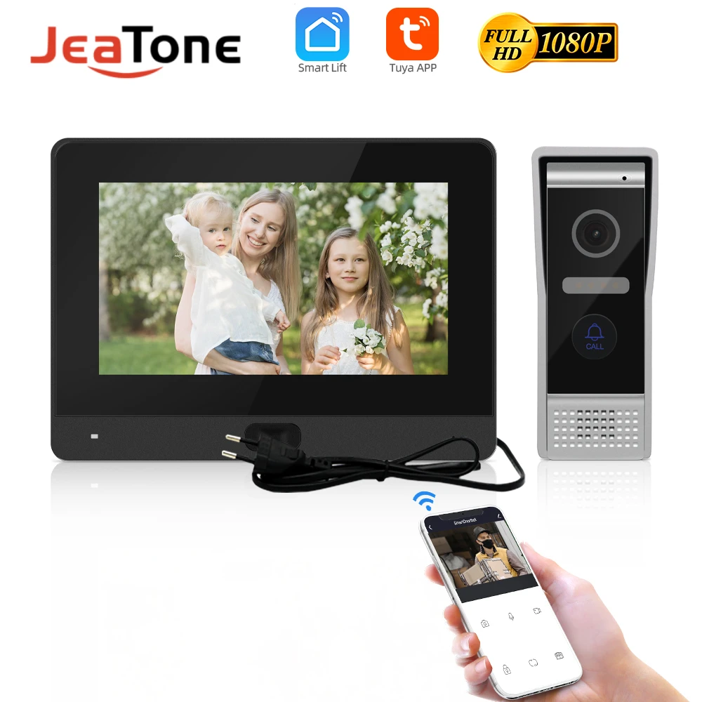 Видеодомофон JEATONE IP, wi-fi 2,0 МП уличный дверной звонок с Полноразмерным сенсорным экраном, монитором, разблокировкой и ночным видением