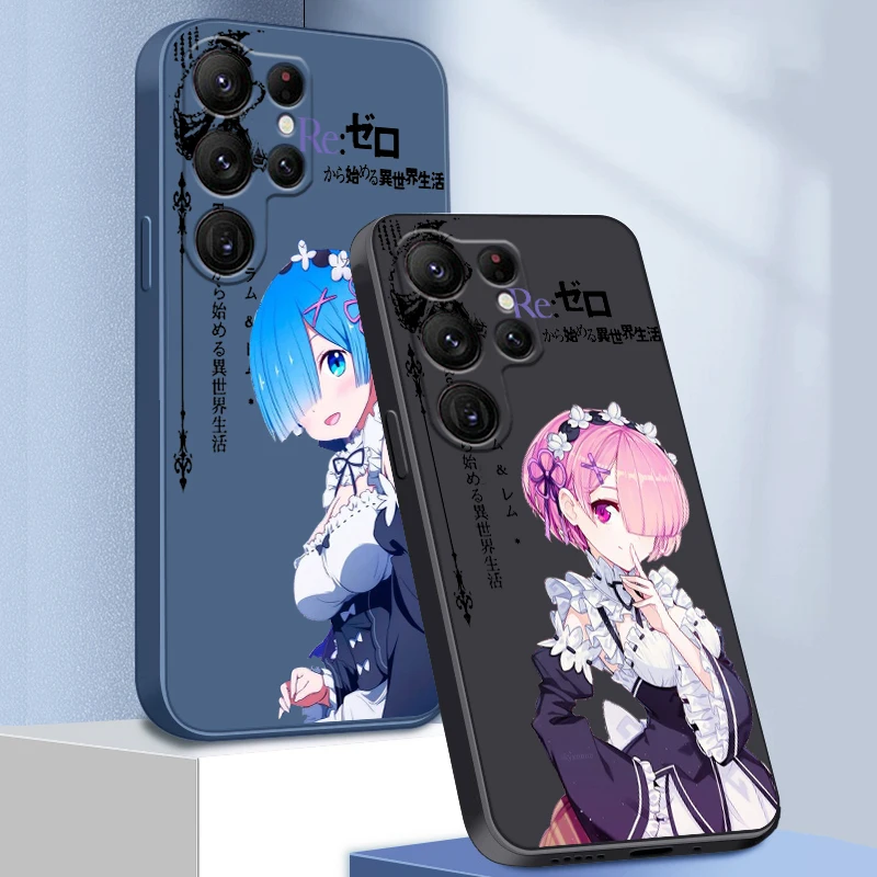 Фото Re ZERO Аниме мультфильм девушка жидкая веревка для Samsung Galaxy S24 S23 S22 S21 S20 FE S10 Ultra Plus Lite 5G мягкий чехол для телефона №4
