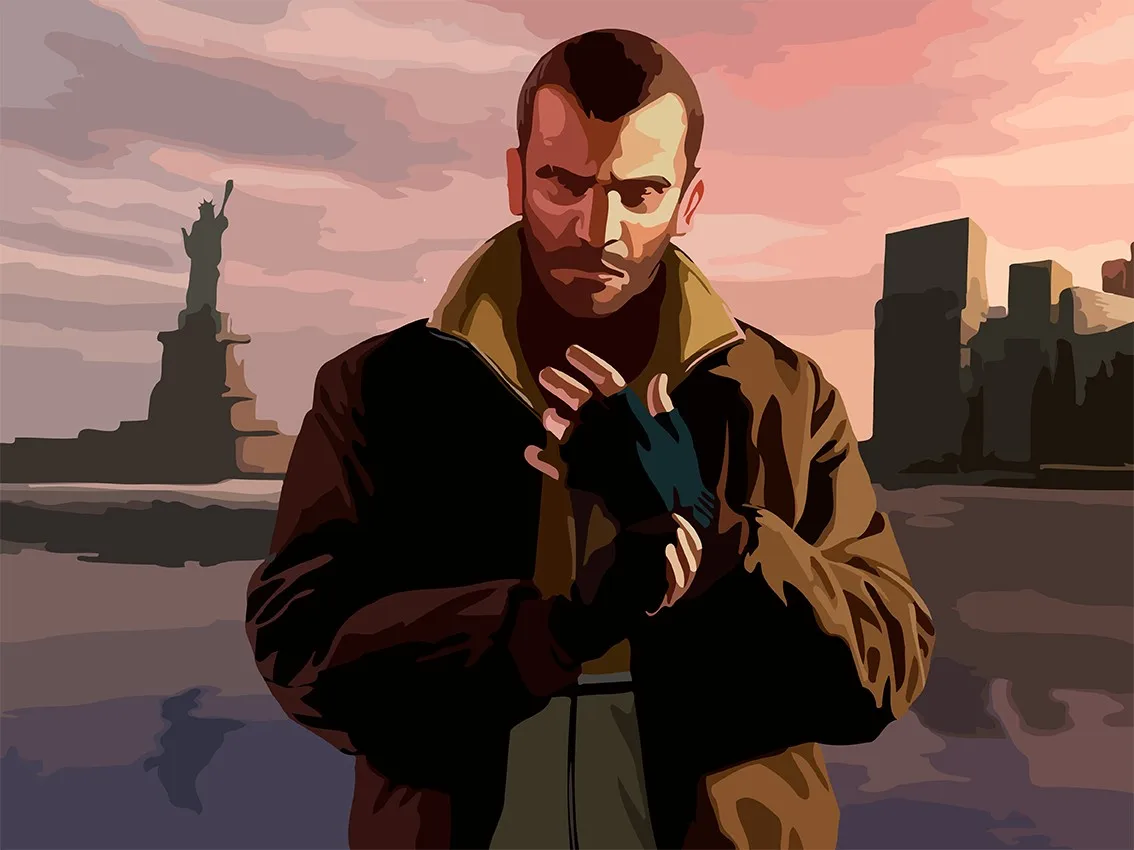 Картина по номерам на холсте набор для рисования игра GTA IV (Нико Беллик) - 8592 Г 30x40