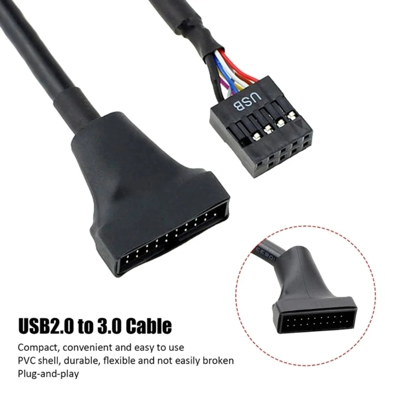 Фото Новый адаптер для разъема материнской платы Usb2.0 9pin к материнской плате Usb3.0 20pin Usb2.0 к 3,0 адаптеру Удлинительный кабель 10 см №3