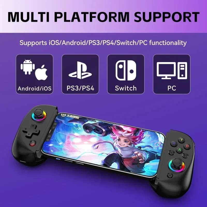 Контроллер BSP D8 RGB для планшета с беспроводной ручкой, игровой Bluetooth-джойстик для вытягивания для P3, P4, Android, IOS, геймпад