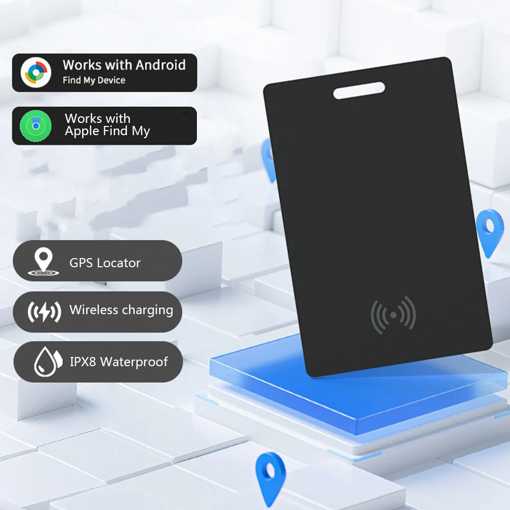 Умный кошелек-трекер, Bluetooth-трекер для Apple/Android, ключ для багажа, локатор для домашних животных, бирка работает с приложением Google Find