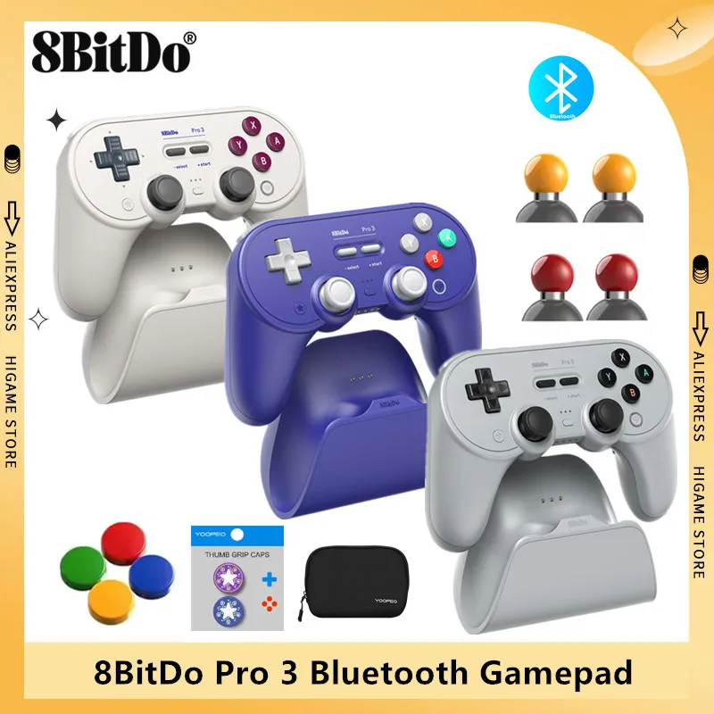 8BitDo Pro 3 Bluetooth-геймпад с зарядной док-станцией, адаптер 2,4G для Switch/Windows 10, Android/SteamOS/для контроллера Apple iOS Видеоигры и аксессуары