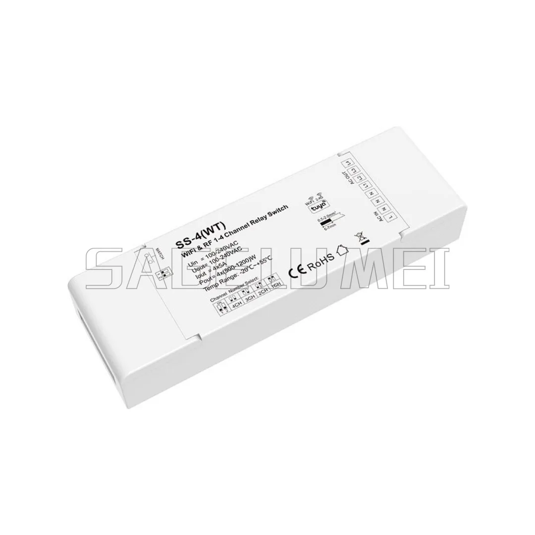 Переключатель переменного тока SS-44(WT) WiFi&RF1-4CH Подходит для включениявыключения, одноцветные светодиодные фонари, традиционные лампы накаливания и галогенные лампы (art.: 3920cf360cc79) - 3920cf360cc79
