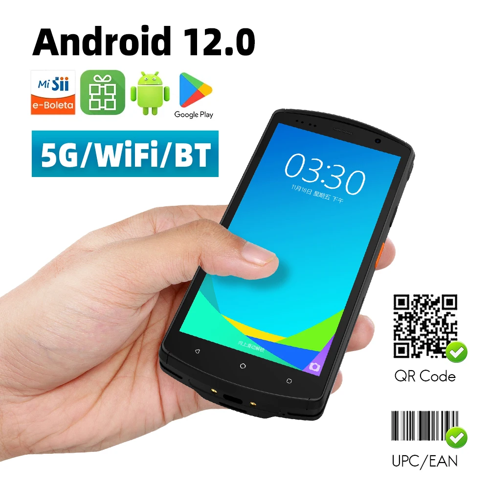 KP18 Android 12,0 OS PDA, лазерный сканер штрих-кода с ручным КПК, QR-код, прочный КПК и система конфигурации с Wi-Fi