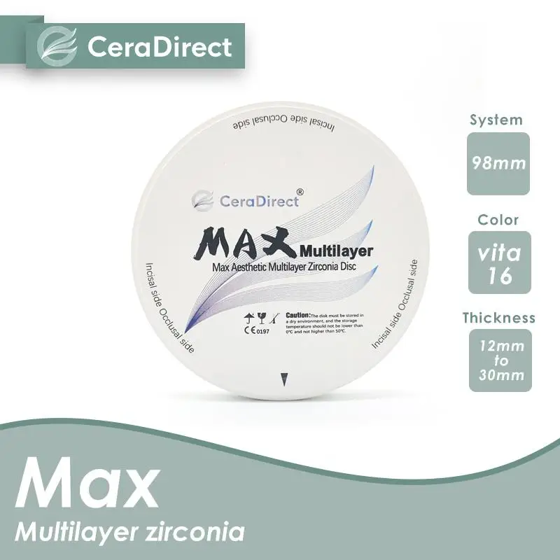 618 -- Ceradirect Max эстетический многослойный Цирконий для стоматологической лаборатории 98 мм прозрачность 45%-57%
