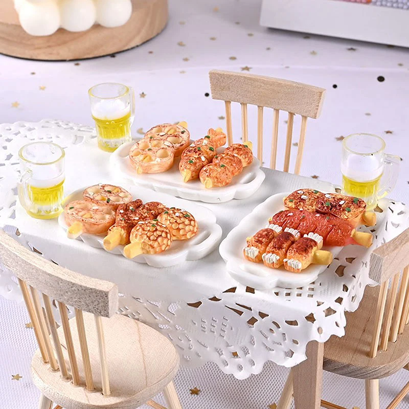 Кукольный домик, мини-кухонный шампур, барбекю, набор жареных закусок, миниатюрная еда, игровой реквизит, модель
