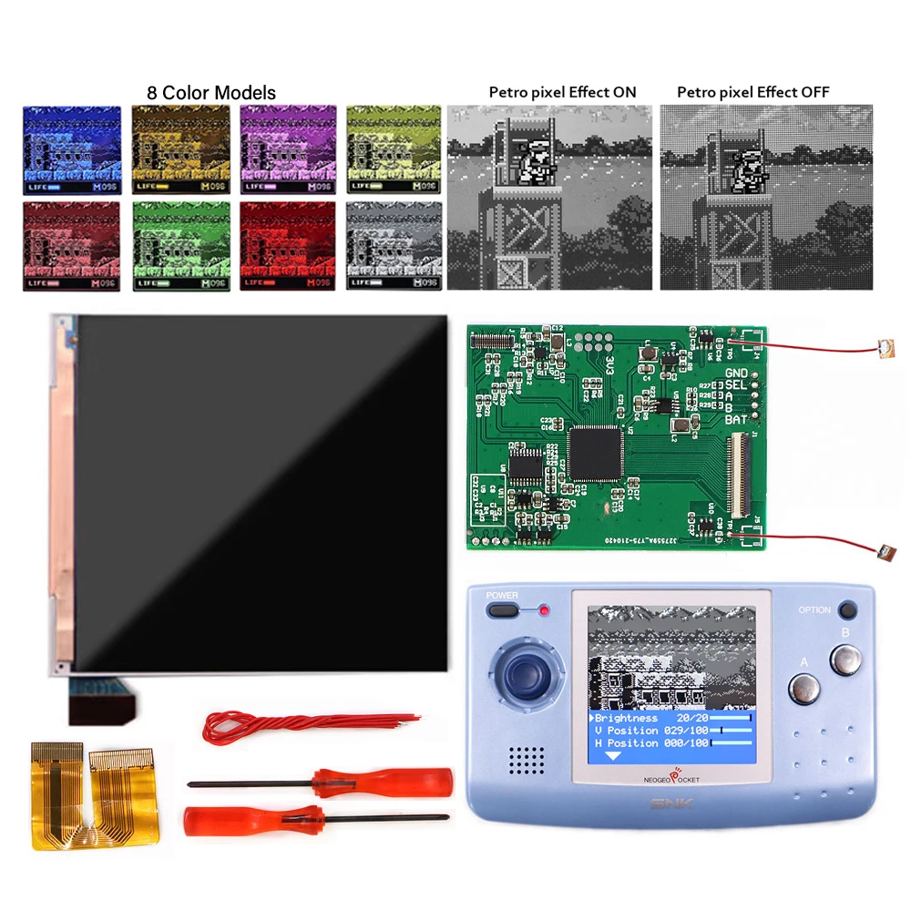 HISPEEDIDO NGP ЖК-дисплей IPS с подсветкой Super OSD Ретро пиксельный экран комплект для игровой консоли SNK Neo Geo Pocket NGP черный/белый