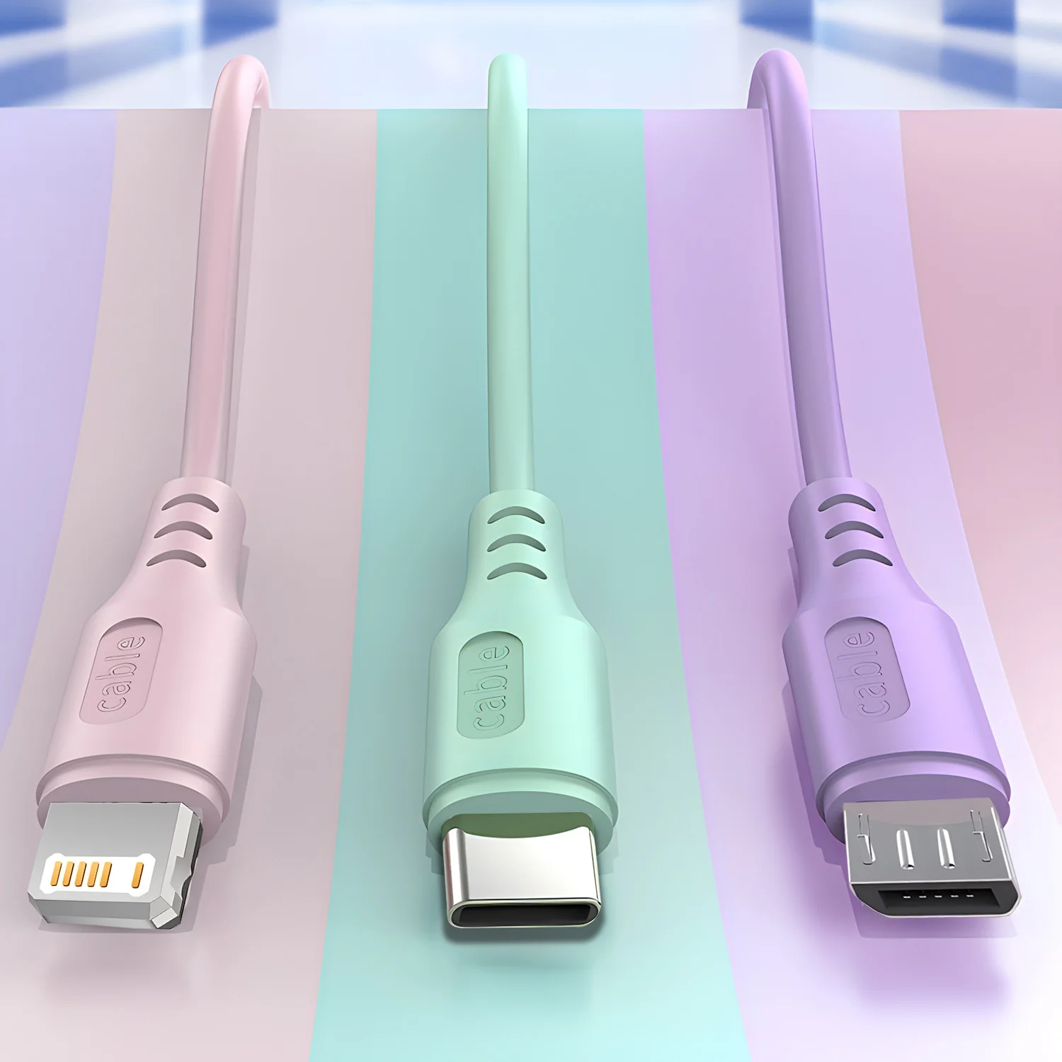 Фото USB-кабель Для Быстрой Зарядки 3-в-1, 5А, Силиконовый Гель, Универсальный Шнур Для Синхронизации Данных Для iPhone, Samsung №4