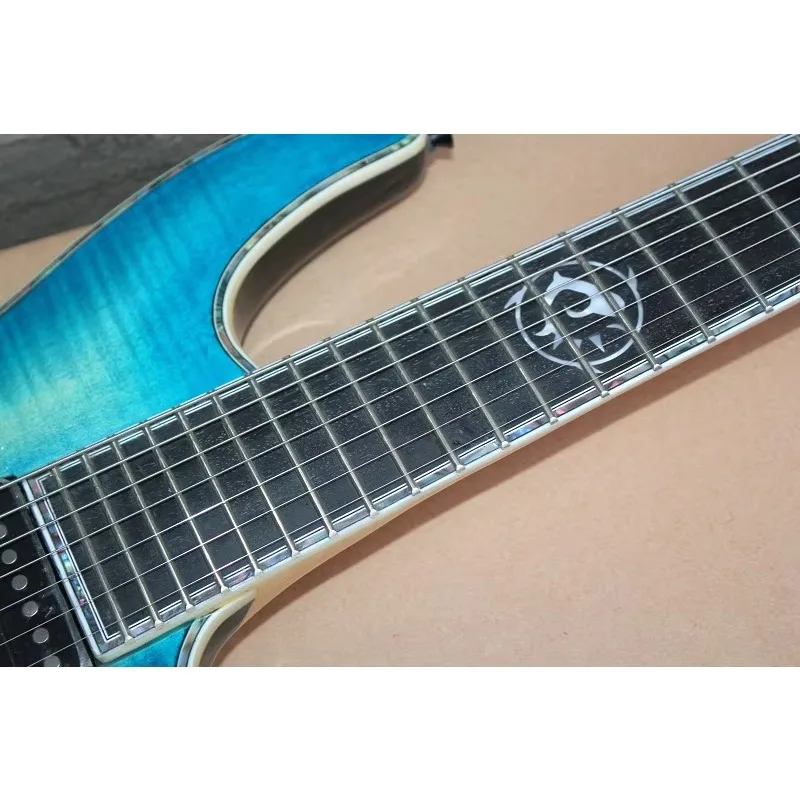 Фото Электрогитара STLF7 Strings Blue Body со шпоном из пламенного клена, цветной жемчужной обвязой, можно настроить №3