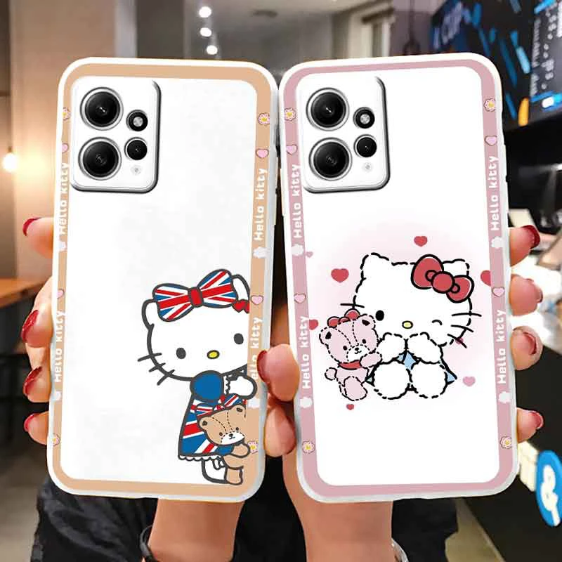 Фото Милый мультяшный чехол для телефона Xiaomi Redmi Note 12 4G, противоударный силиконовый чехол-накладка с изображением девушки в стиле коричного коричника курол Хелло Китти №2
