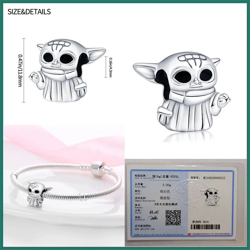 Фото MINISO925 Стерлинговое Серебро военные шармы бусины подходят Pandora оригинальные браслеты для женщин 925 Серебро DIY ювелирные изделия подарок №4