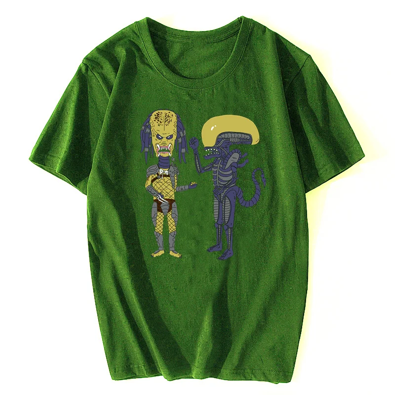 Фото Новая модель 2025 года Alien Vs Predator X Beavis And ButtheadAnd Xenomorph, забавная футболка, распродажа, хлопковая футболка, мужская одежда №2