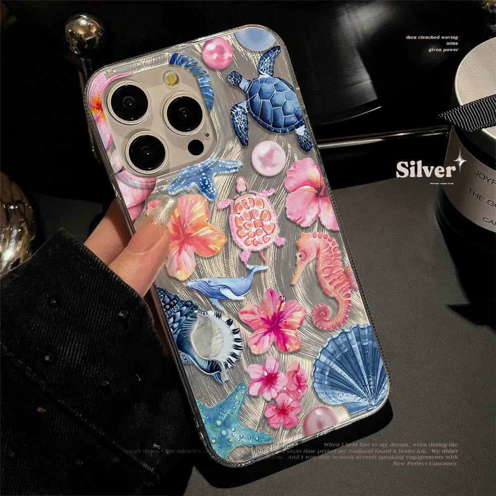 Фото Противоударный чехол для телефона с рисунком океанских элементов для iPhone 13 Funda iPhone 11 16 Pro Max 15 14 12 16 pro max Жесткий пластиковый чехол IMD №4