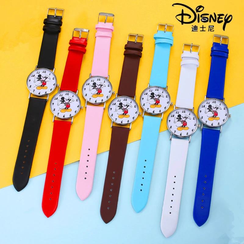 Детские часы Disney с Микки Маусом, аниме фигурка Микки Мауса, ПУ, цифровая указка, кварцевые детские часы, набор часов + браслет с коробкой, подарки (art.: 3920bfac3565c) - 3920bfac3565c