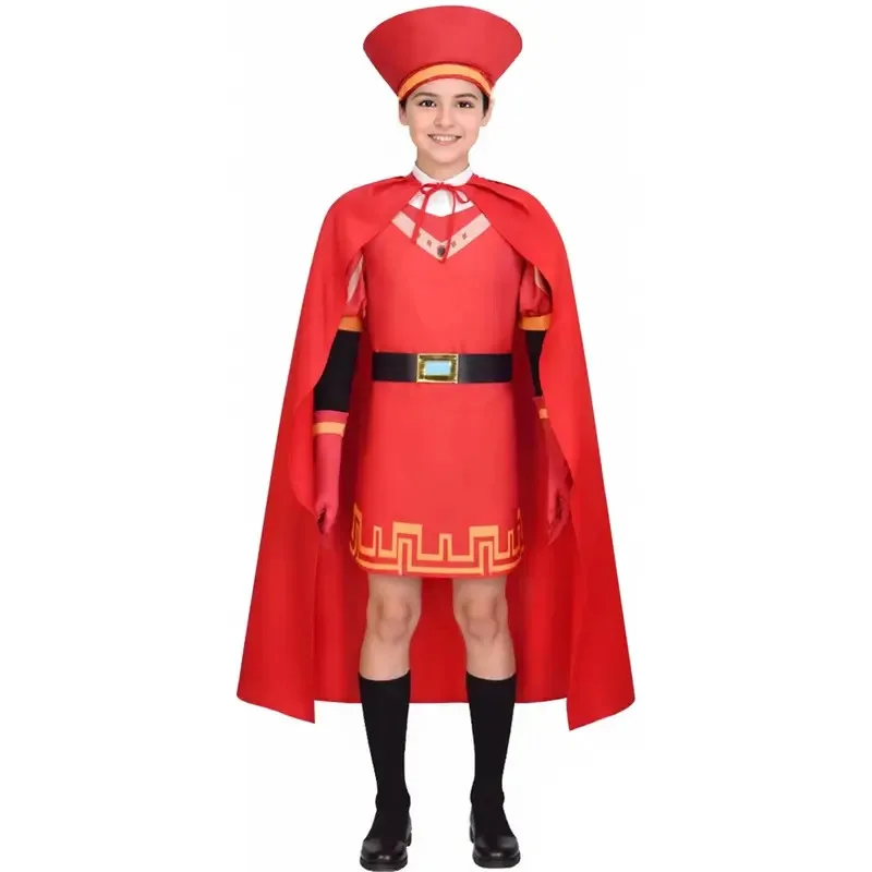 6 шт., детские костюмы Lord Farquaad, наряды со шляпой, рубашка, накидка, перчатки, король, костюм для косплея, реквизит на Хэллоуин для мальчиков ty'4