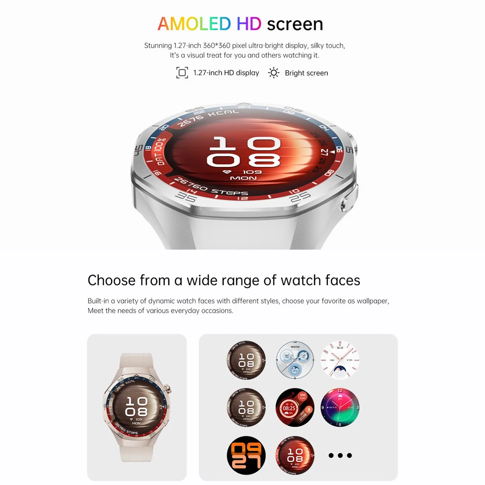 Фото Смарт-часы с AMOLED-экраном для мужчин и женщин, Bluetooth-вызов, погода, спортивный женский браслет, умные часы с пульсометром и здоровьем, беспроводная зарядка №2