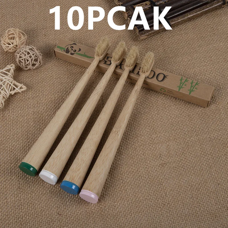 10 упаковочных кабана щетки натуральные бамбуковые зубные щетки экологически чистые встать биоразлагаемые зубные щетки бамбуковые средние щетки свиньи