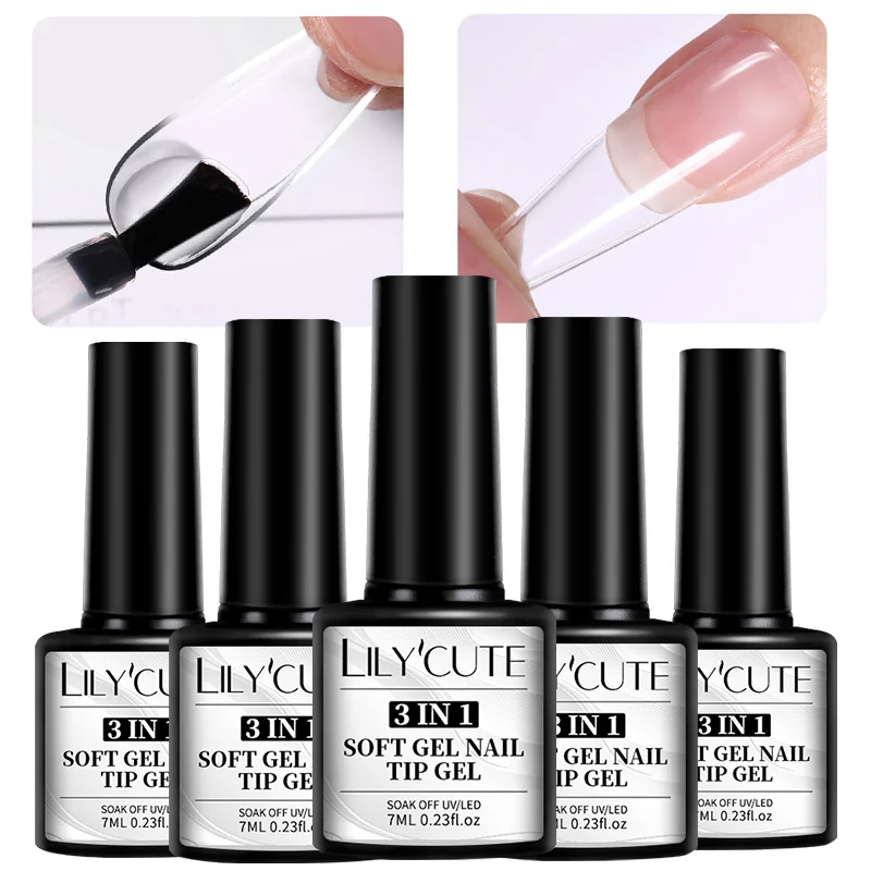 LILYCUTE 7 мл 3 в 1 сильный клей для ногтей для накладных ногтей, акриловые ногти, пресс для ногтей, искусственные ногти, украшение, длительная адгезия