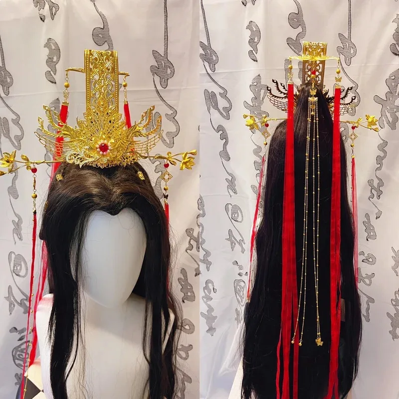 Небесные чиновники Bless Crown Prince Joy God Yue Shen's Wedding Dress Корона для волос Xie Lian Корона для волос Косплей Хан Фу Хэллоуин