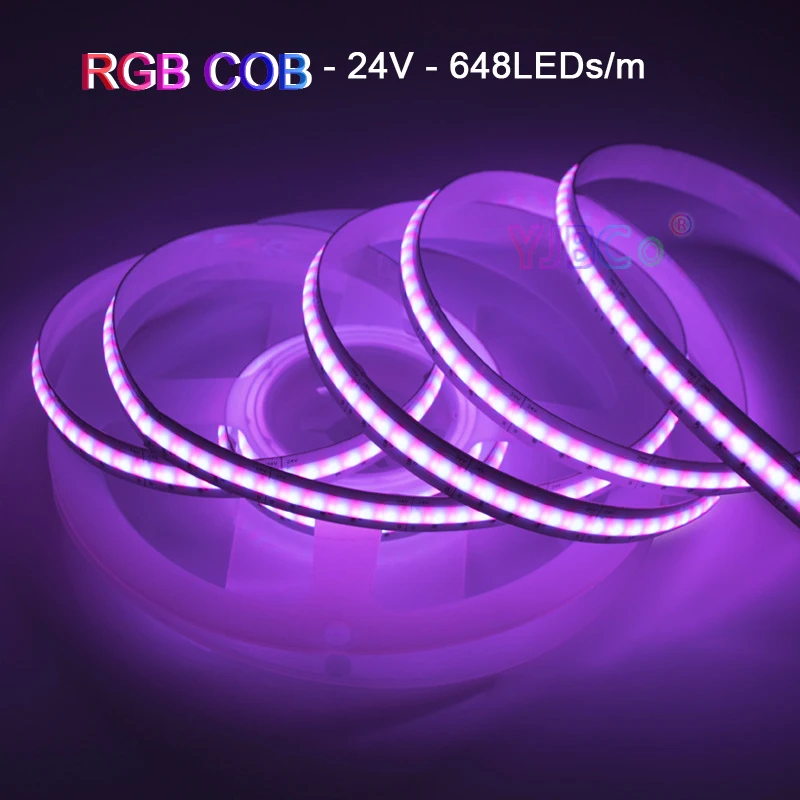 Фото Светодиодная лента, постоянный ток 24 В, 5 м, RGB, COB, 648 светодиодов/м, FCOB, атмосфера, яркая Фотолюминесцентная Гибкая Фотолюминесцентная лента, 10 мм, белая FPCB №2