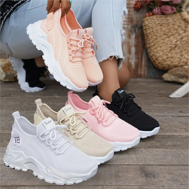 Фото Tenis Feminino 35–43, женские кроссовки, женская обувь, модная обувь на платформе, Zapatillas Mujer, дышащая спортивная обувь Socofy, женская обувь на плоской подошве 1684 №2
