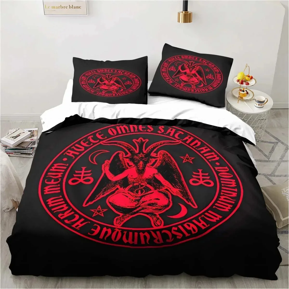 Сатанинское постельное белье Demon Twin, комплект постельного белья Hell Death, комплект одеял из 3-х предметов, пододеяльник, двойной королевский чехол, домашний текстиль