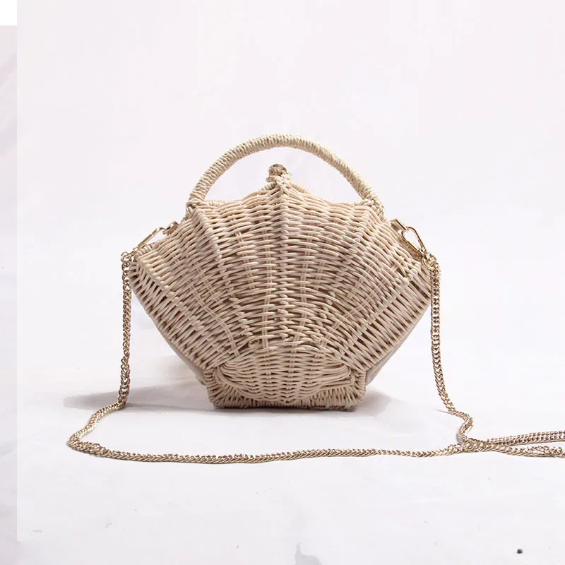 Фото Tas Tangan Wanita Cangkang Rotan Fashion Tas кросс-боди дизайн Anyam тапочки Pantai Musim Panas Buatan Tangan Dompet №3